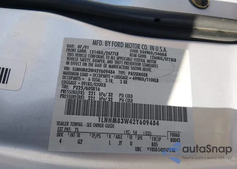 2002 Lincoln Town Car Cartier z USA, uszkodzony, nr VIN 1LNHM83W42Y609484